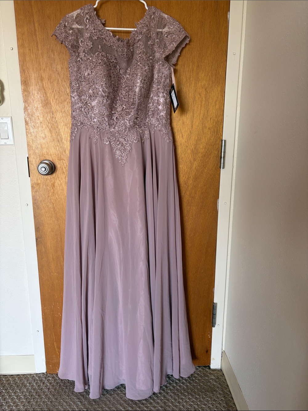 Avanta Collection Mauve Lace Bodice Full Length Dress